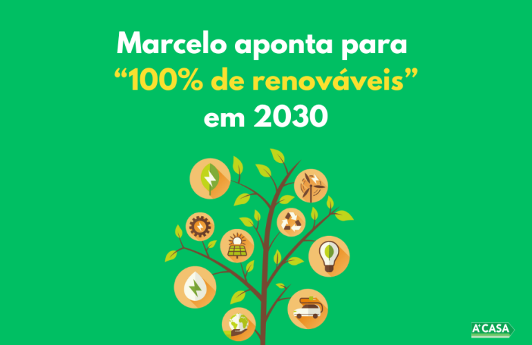Grafismo em árvore de energias renováveis, símbolo do compromisso de Portugal com a transição energética