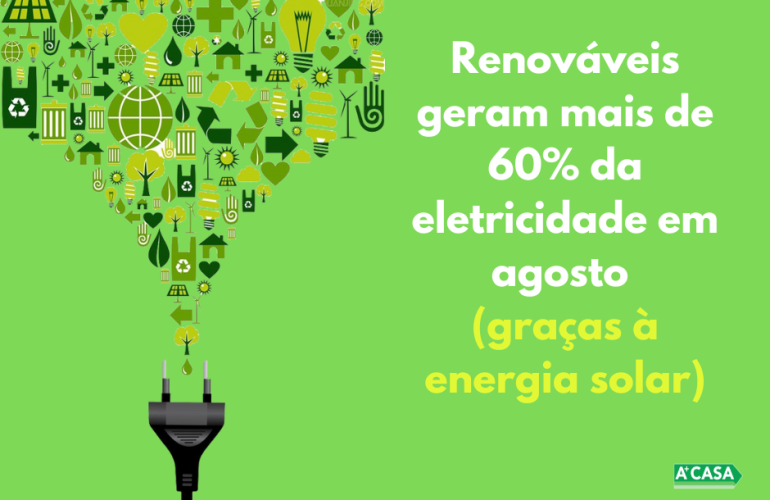 Renováveis geram mais de 60% da eletricidade em agosto (graças à energia solar) por A Mais Casa